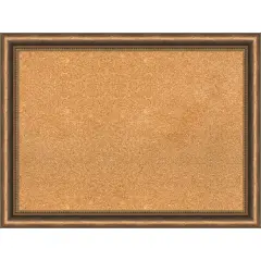 Natural Cork Board (32 in. x 24 in.), Manhattan Bronze Narrow Wood Frame - Bulletin Board, Organization Board, Pin Board