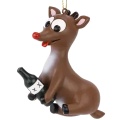 Rowdy Reindeer Funny Liquor Bottle Christmas Ornament