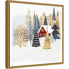 Christmas Chalet I Tree by Victoria Borges Canvas Wall Art Print Framed
