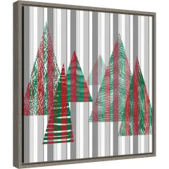 Oh Christmas Tree II by Sharon Gordon 16-in. W x 16-in. H. Canvas Wall Art Print Framed in Grey