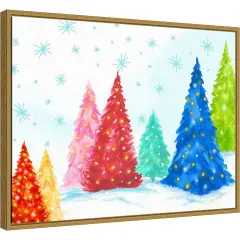 Magic Christmas Trees I by PI Studio 24-in. W x 18-in. H. Canvas Wall Art Print Framed in Gold
