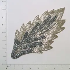 Leaf Beaded Applique/Patch Silver