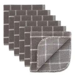 GRAY WINDOWPANE SCRUBBER DISHCLOTH SET/6