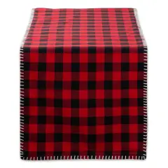 DII Christmas Buffalo Check With Embroidery Table Runner