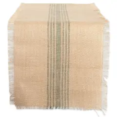 DII Artichoke Middle Stripe Burlap Table Runner 14x108 inches