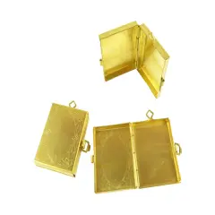 Brass Hinged Floral Print Book Lockets (M907)