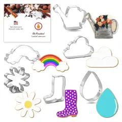 Spring Cookie Cutter Set 6 Piece Daisy, Rainbow, Clouds, Rainboot, Rain Drop, CookieCutter.com, USA