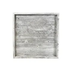 Rustic Farmhouse Reclaimed Wooden Ottoman Orangizing Serving Tray White