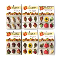 Buttons Galore and More Fall Friends Group assortment of 3D, hand dyed and hand painted craft & fashion buttons - Set of Six Cards