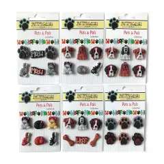 Assorted 3D Pet Buttons &ndash; 36-Piece Set for Sewing, Scrapbooking & DIY Crafts &ndash; Cute Dogs, Cats, Paws & Bones