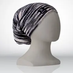 Hemptique 100% Hemp Made Knitted Knit Beanie Winter Hat Cap Long Style for Men and Women Fashion Apparel Winter Holiday Gift Eco Friendly Sustainable Naturally Grown Fiber Black/white