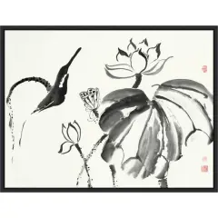 Lotus Study I by Nan Rae 24-in. W x 18-in. H. Canvas Wall Art Print Framed in Black