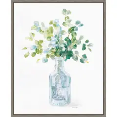 Beach Flowers IV (Vase) by Danhui Nai 16-in. W x 20-in. H. Canvas Wall Art Print Framed in Grey
