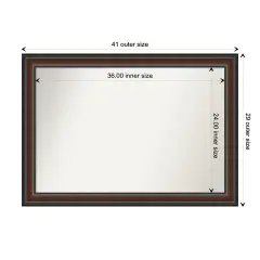 Amanti Art Non-Beveled Wood Wall Mirror, Cyprus Walnut Frame