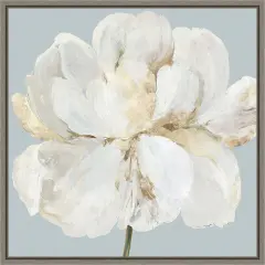 Garden Queen II (White Peony Flower) by Asia Jensen 16-in. W x 16-in. H. Canvas Wall Art Print Framed in Grey