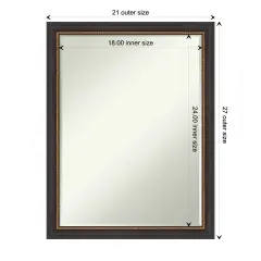 Petite Bevel Wood Wall Mirror, Ashton Black Frame