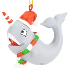 Cute Candy Cane Narwhal Animal Christmas Ornament