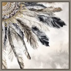 Necklace of Feathers III by Eva Watts 16-in. W x 16-in. H. Canvas Wall Art Print Framed in Grey