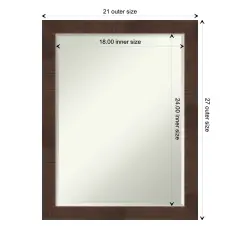 Petite Bevel Wall Mirror, Wildwood Brown Narrow Frame