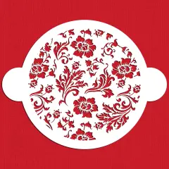 Chic Rose Circle Cake Stencil | C344 by Designer Stencils | Cake Decorating Tools | Baking Stencils for Royal Icing, Airbrush, Dusting Powder | Reusable Plastic Food Grade Stencil for Cakes | Easy to Use & Clean Cake Stencil