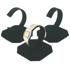 3 Black Velvet Watch Jewelry Bracelet Display Stands