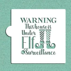 Elf Surveillance Cookie & Craft Stencil | CM173 by Designer Stencils | Cookie Decorating Tools | Baking Stencils for Royal Icing, Airbrush, Dusting Powder | Craft Stencils for Canvas, Paper, Wood | Reusable Food Grade Stencil
