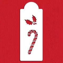Candy Cane and Holly Cake Stencil | C063 by Designer Stencils | Cake Decorating Tools | Baking Stencils for Royal Icing, Airbrush, Dusting Powder | Reusable Plastic Food Grade Stencil for Cakes | Easy to Use & Clean Cake Stencil