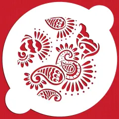 5-Inch Mehndi Cake Stencil Top | C389 by Designer Stencils | Cake Decorating Tools | Baking Stencils for Royal Icing, Airbrush, Dusting Powder | Reusable Plastic Food Grade Stencil for Cakes | Easy to Use & Clean Cake Stencil