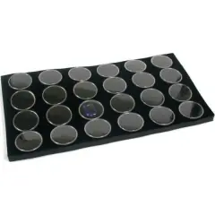 24 Black Foam Gem Jars Gemstone Storage Display Tray Insert