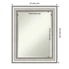 Beveled Bathroom Wall Mirror, Salon Silver Frame