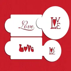 Love Cookie & Cupcake Stencil | C256 by Designer Stencils | Cookie Decorating Tools | Baking Stencils for Royal Icing, Airbrush, Dusting Powder | Reusable Plastic Food Grade Stencil for Cookies | Easy to Use & Clean Cookie Stencil