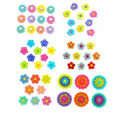 Dress it Up Buttons Bright Florals Embellishment Assortment