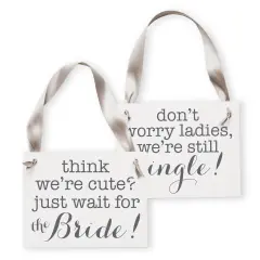 Ritzy Rose 2 Cute Ring Bearer Sign - Slate on 11x8in White Linen Cardstock with Gray Ribbon