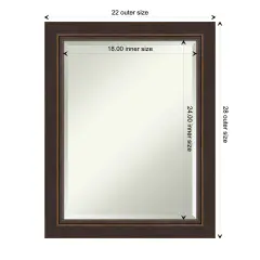 Beveled Wood Bathroom Wall Mirror, Lara Bronze Frame