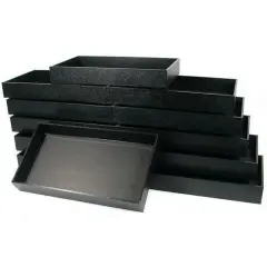 12 Black Leather Jewelry Showcase Displays Travel Trays