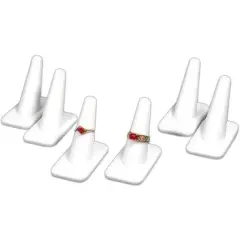 6White Rubber Ring Finger Jewelry Holder Showcase Display Stands