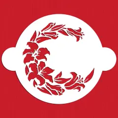 Lily Round Cake Stencil | C302 by Designer Stencils | Cake Decorating Tools | Baking Stencils for Royal Icing, Airbrush, Dusting Powder | Reusable Plastic Food Grade Stencil for Cakes | Easy to Use & Clean Cake Stencil