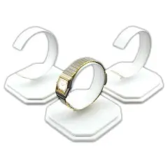 3 White Leather Watch Display Stands Showcase Displays