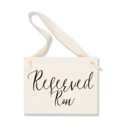 Ritzy Rose Reserved Row Sign - Black on 11x8in Ivory Linen Cardstock with Ivory Ribbon