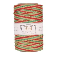 Hemptique 0.5mm #10 Variegated Hemp Cord Spools Eco Friendly Sustainable Naturally Grown Jewelry Bracelet Making Paper Crafting Scrapbooking Bookbinding Mixed Media Crocheting Macrame Seasonal Holiday Gift Wrapping Outdoor Gardening Rasta