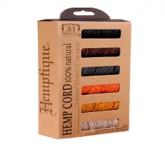 Hemptique 1mm #20 Hemp Cord 6-Pack Mini Spools Jewelry Bracelet Making Paper Crafting Scrapbooking Bookbinding Mixed Media Crocheting Macrame Seasonal Holiday Gift Wrapping Ocean sunrise