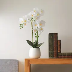 Fake Flowers with Vase, Faux Orchid, Artificial Flowers in Vase, Fake Orchid Fake Plant, Artificial Orchids, Artificial Plants for Home Decor Indoor, Orquideas Artificiales Grandes - White