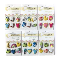 Buttons Galore Baby Hugs Button Set &ndash; 36-Piece Baby-Themed Craft & Sewing Buttons, Includes Ducks, Booties & Pacifiers for DIY, Scrapbooking & Nursery Decor