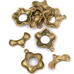 Flower Toggle Clasp Antique Gold Plated 23.5mm Approx 4