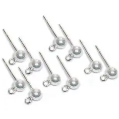 10 Ball Loop Earrings 4mm Round Sterling Silver Parts