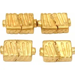 Fluted Rectangle Beads Gold Plated Bead 17mm Approx 4