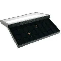 32 Slot Black Jewelry Insert & Travel Tray