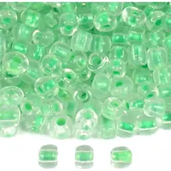 80 Grams Light Green Lined Glass Seed Beads Craft 12/0