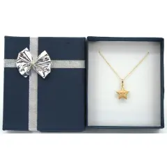 14K Gold Wish Upon A Star Charm with 18" Gold Cable Chain & Gift Box