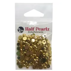 Buttons Galore Flat Back Half Pearls in AB Finish - Multiple Color Assortments - 36 Grams Golden nugget